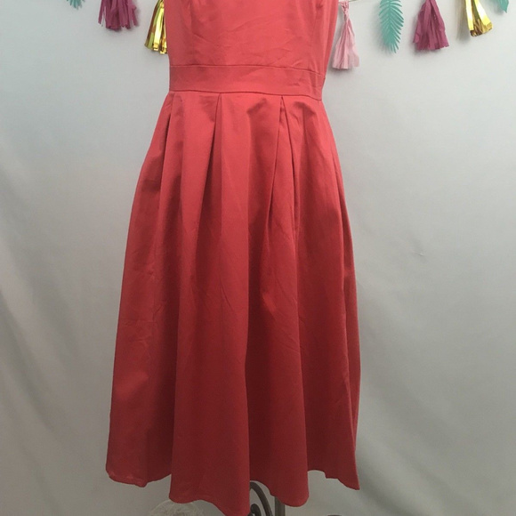 Modcloth Fervour Retro Orange Fit N Flare Dress Lg - Picture 2 of 7